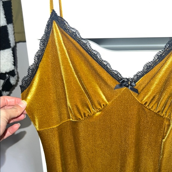 Gold Maxi Slip Dress with V-Neck for Cocktail - Picture 3 of 7